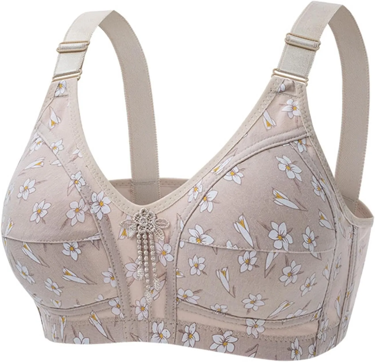 Wireless Bras for Women Cute Daisy Bra, Push Up Bras Full Coverage Bras Comfy Sleep Bra Comfortable Supportive Bra