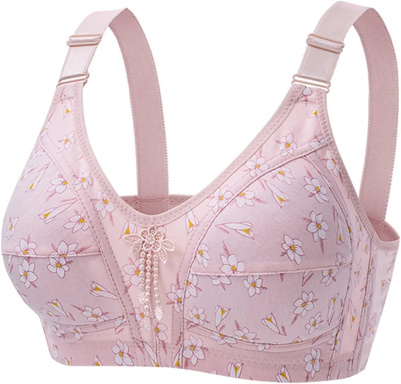 Wireless Bras for Women Cute Daisy Bra, Push Up Bras Full Coverage Bras Comfy Sleep Bra Comfortable Supportive Bra
