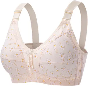 Wireless Bras for Women Cute Daisy Bra, Push Up Bras Full Coverage Bras Comfy Sleep Bra Comfortable Supportive Bra