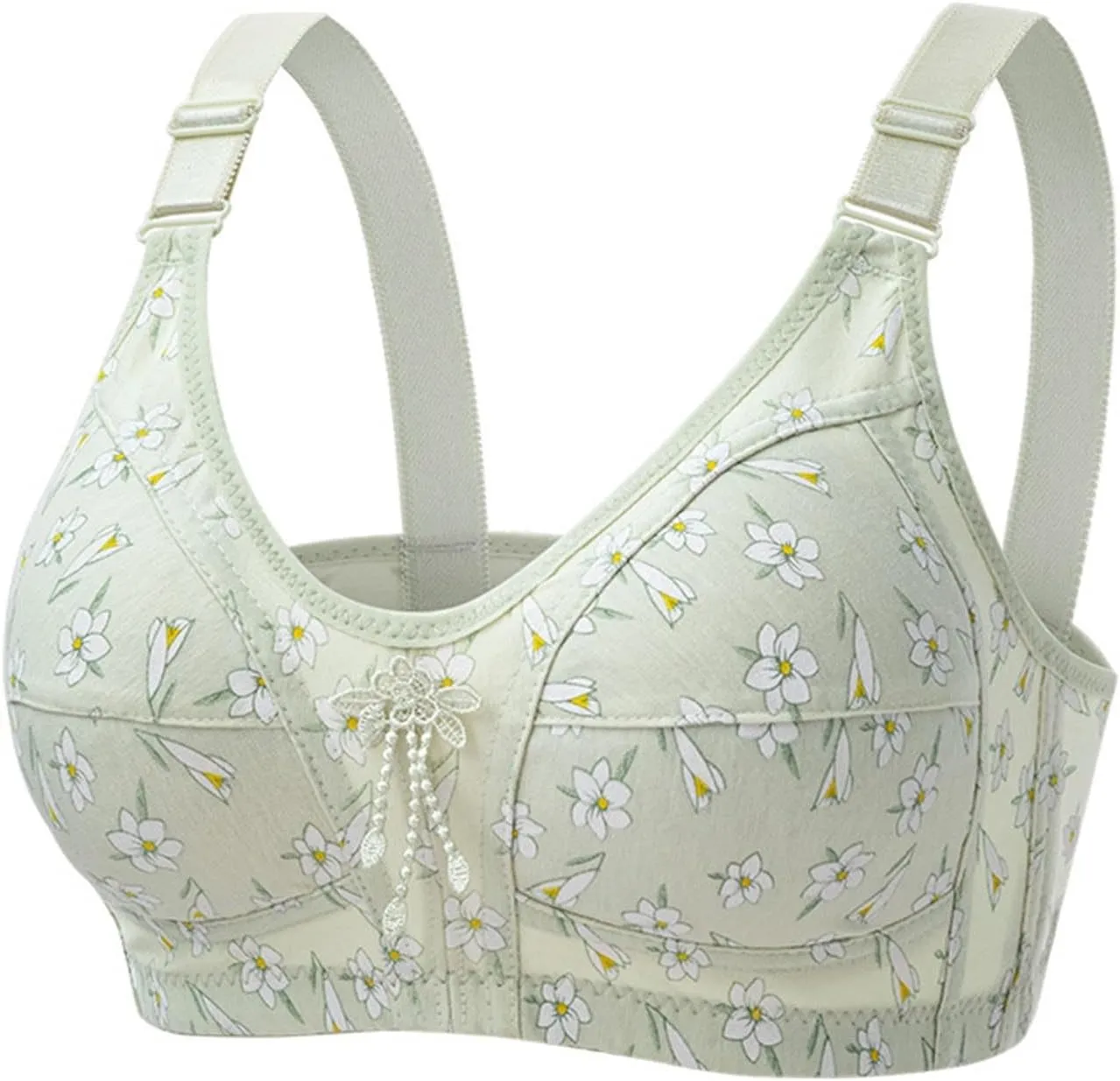 Wireless Bras for Women Cute Daisy Bra, Push Up Bras Full Coverage Bras Comfy Sleep Bra Comfortable Supportive Bra