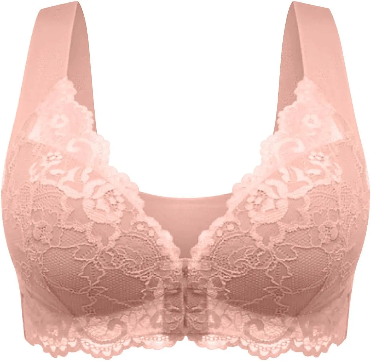 Women 3 Pack Front Closure Post Surgery Compression Everyday Bras for Mastectomy Support with Floral Lace Wirefree