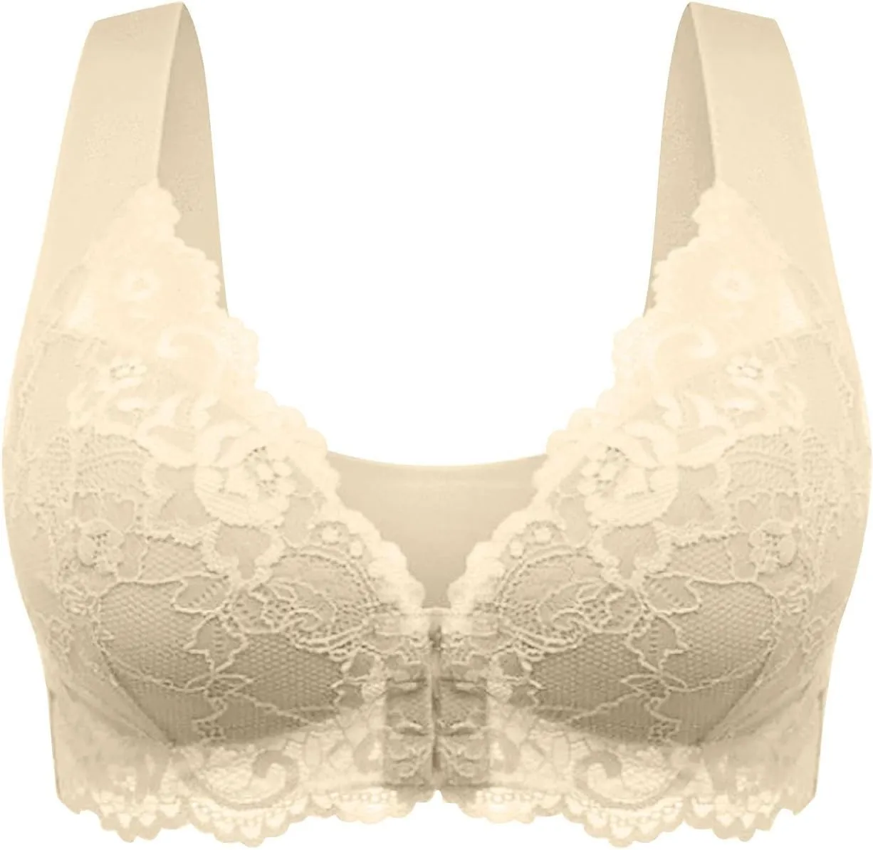 Women 3 Pack Front Closure Post Surgery Compression Everyday Bras for Mastectomy Support with Floral Lace Wirefree