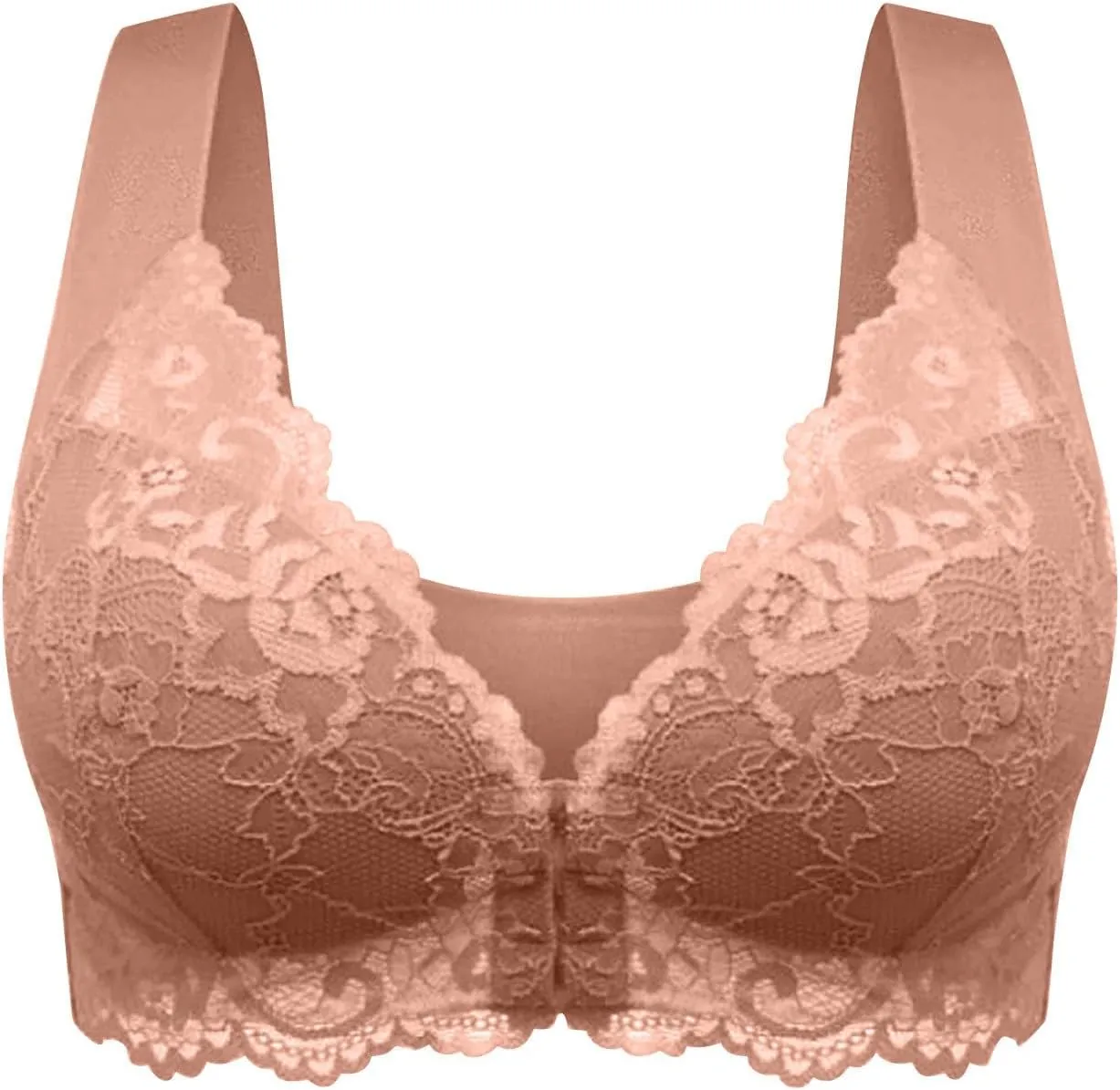 Women 3 Pack Front Closure Post Surgery Compression Everyday Bras for Mastectomy Support with Floral Lace Wirefree