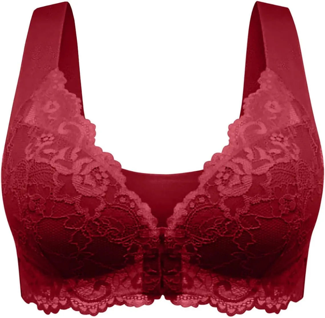 Women 3 Pack Front Closure Post Surgery Compression Everyday Bras for Mastectomy Support with Floral Lace Wirefree