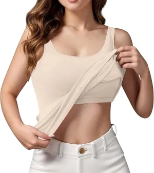 Women Rib Tank Tops with Built in Bras Summer Y2K Yoga Camisoles for Casual Fitness Workout Outfits Undershirts Cami
