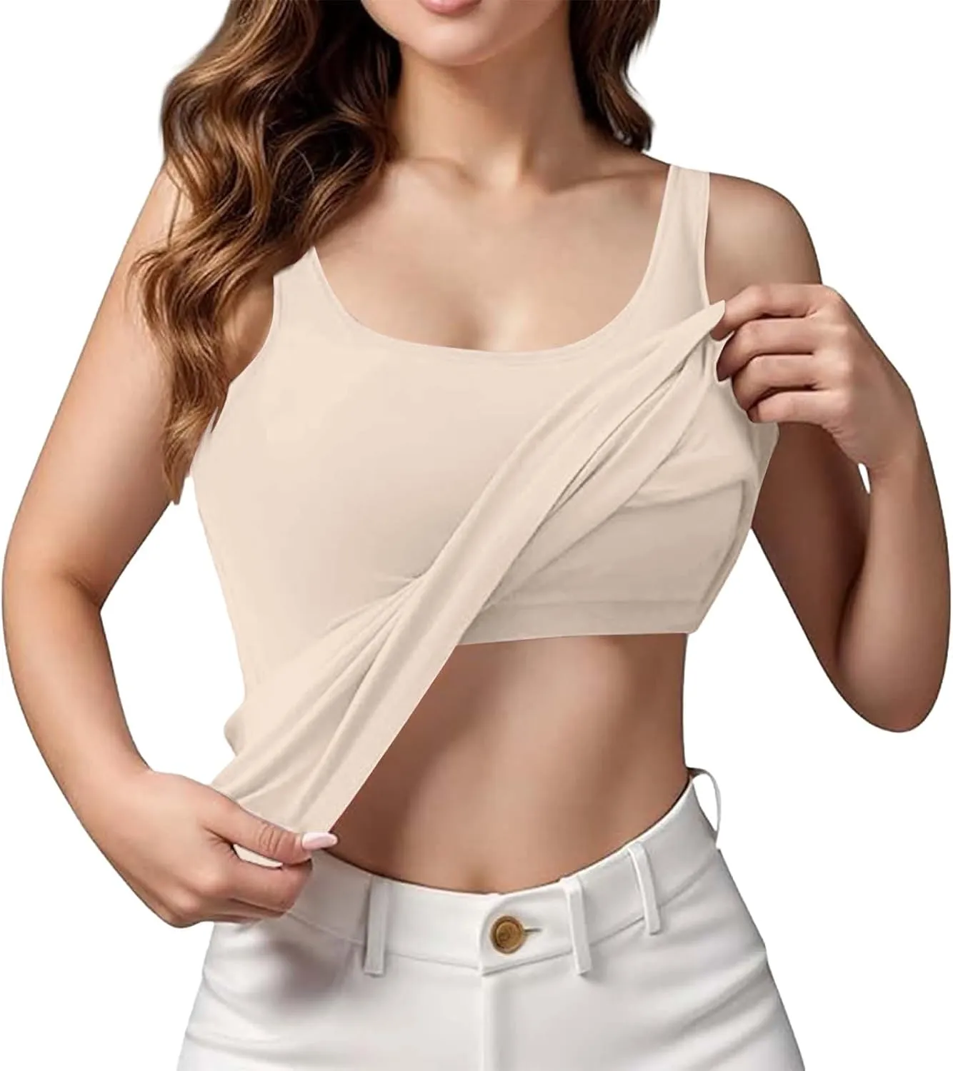 Women Rib Tank Tops with Built in Bras Summer Y2K Yoga Camisoles for Casual Fitness Workout Outfits Undershirts Cami