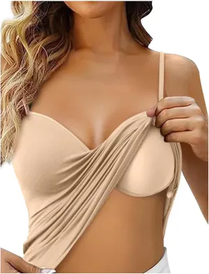Women Shelf Bra Tank Tops Spaghetti Straps Basic Padded Camisole Yoga Shirts Cotton Undershirt