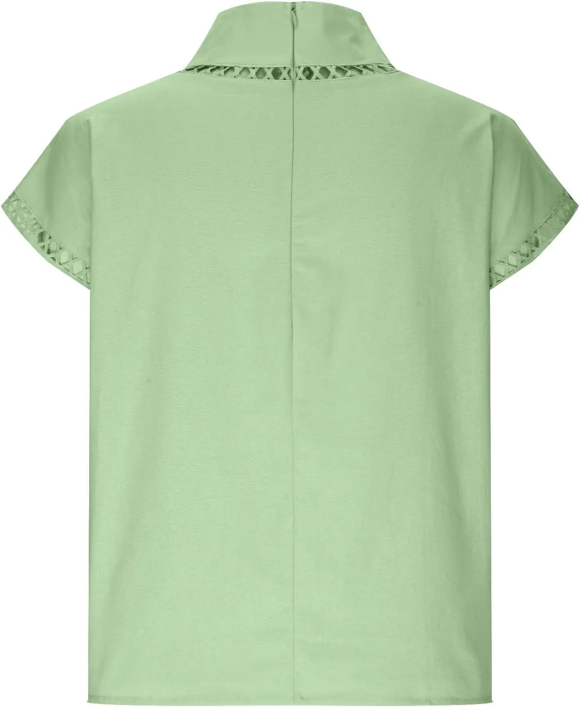 Women Summer Cotton Linen Tops 2025 Casual Loose Eyelet Cap Sleeve T Shirt Trendy Oversized Mock Neck Blouses Tees