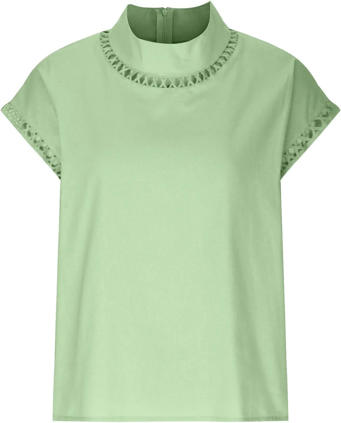 Women Summer Cotton Linen Tops 2025 Casual Loose Eyelet Cap Sleeve T Shirt Trendy Oversized Mock Neck Blouses Tees
