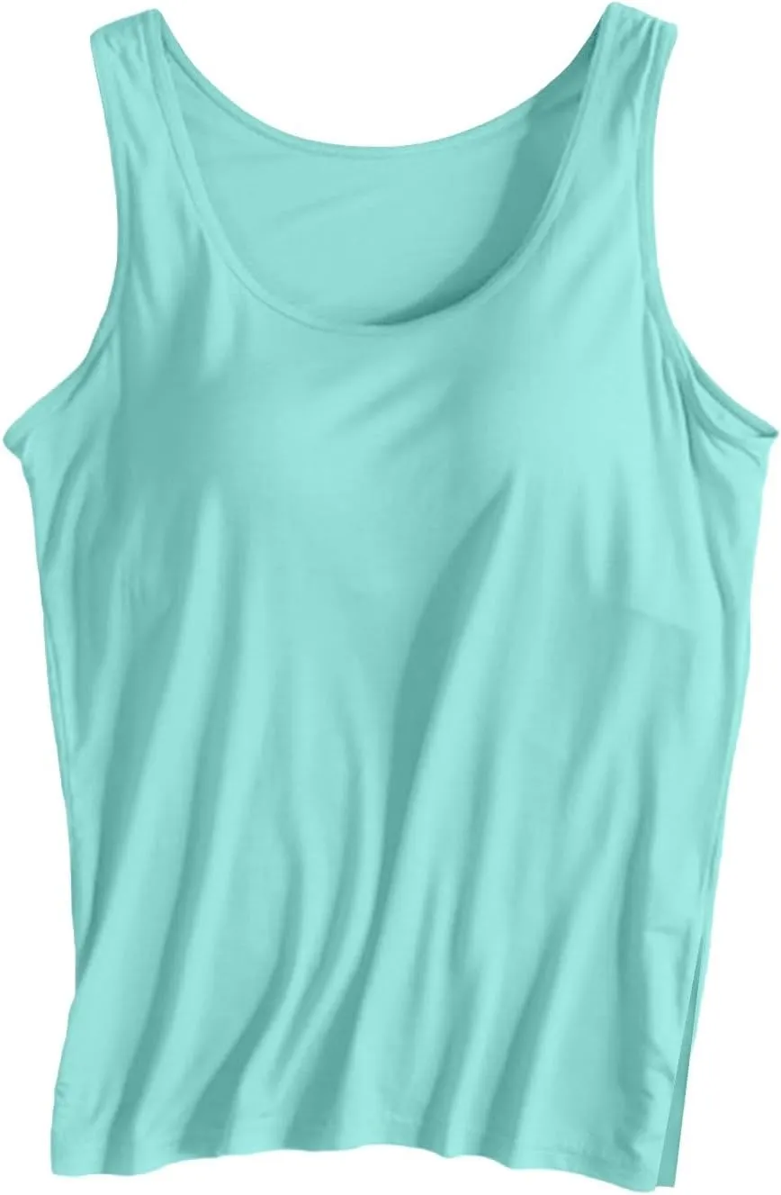 Women Tank Tops Shelf Bra Summer Basic Padded Yoga Camisoles for Casual Fitness Workout Outfits Undershirts Cami