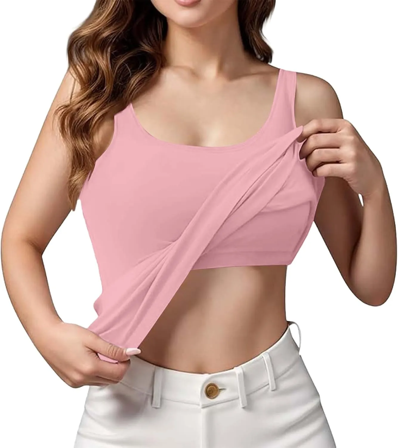 Women Tank Tops Shelf Bra Summer Basic Padded Yoga Camisoles for Casual Fitness Workout Outfits Undershirts Cami