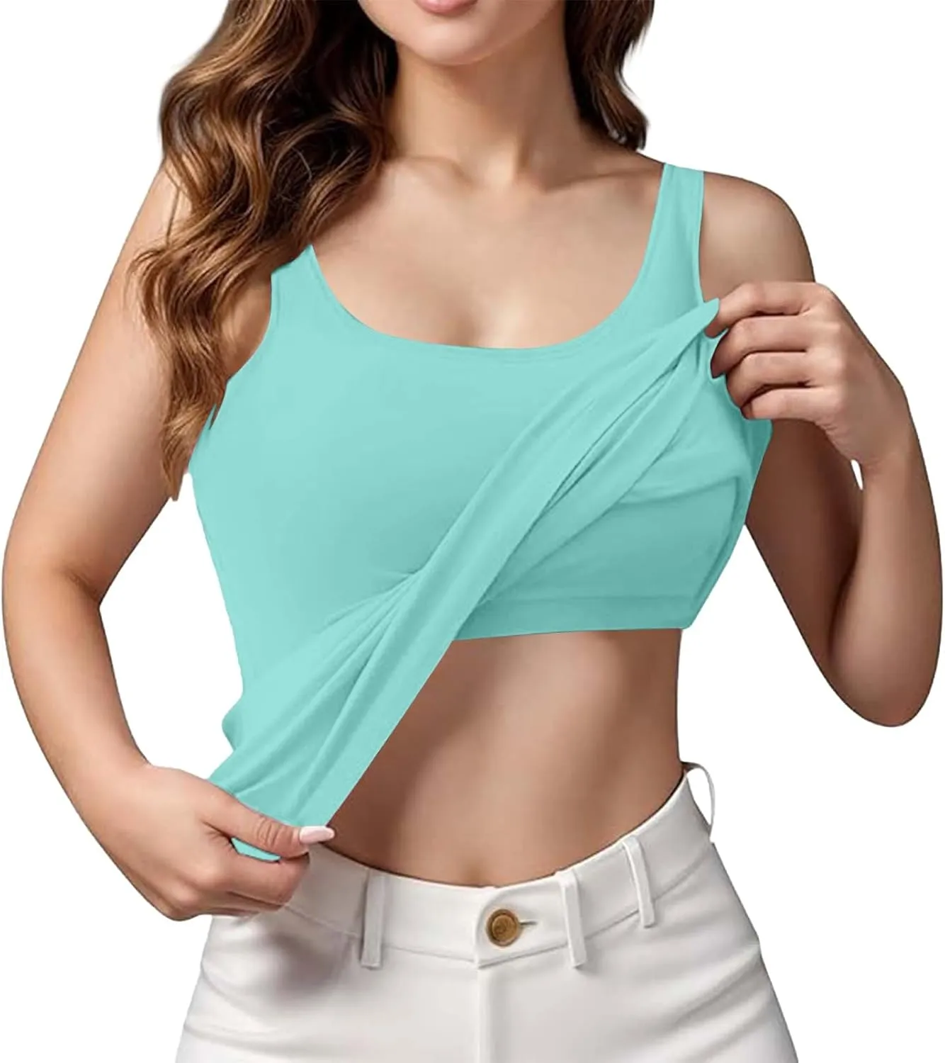 Women Tank Tops Shelf Bra Summer Basic Padded Yoga Camisoles for Casual Fitness Workout Outfits Undershirts Cami