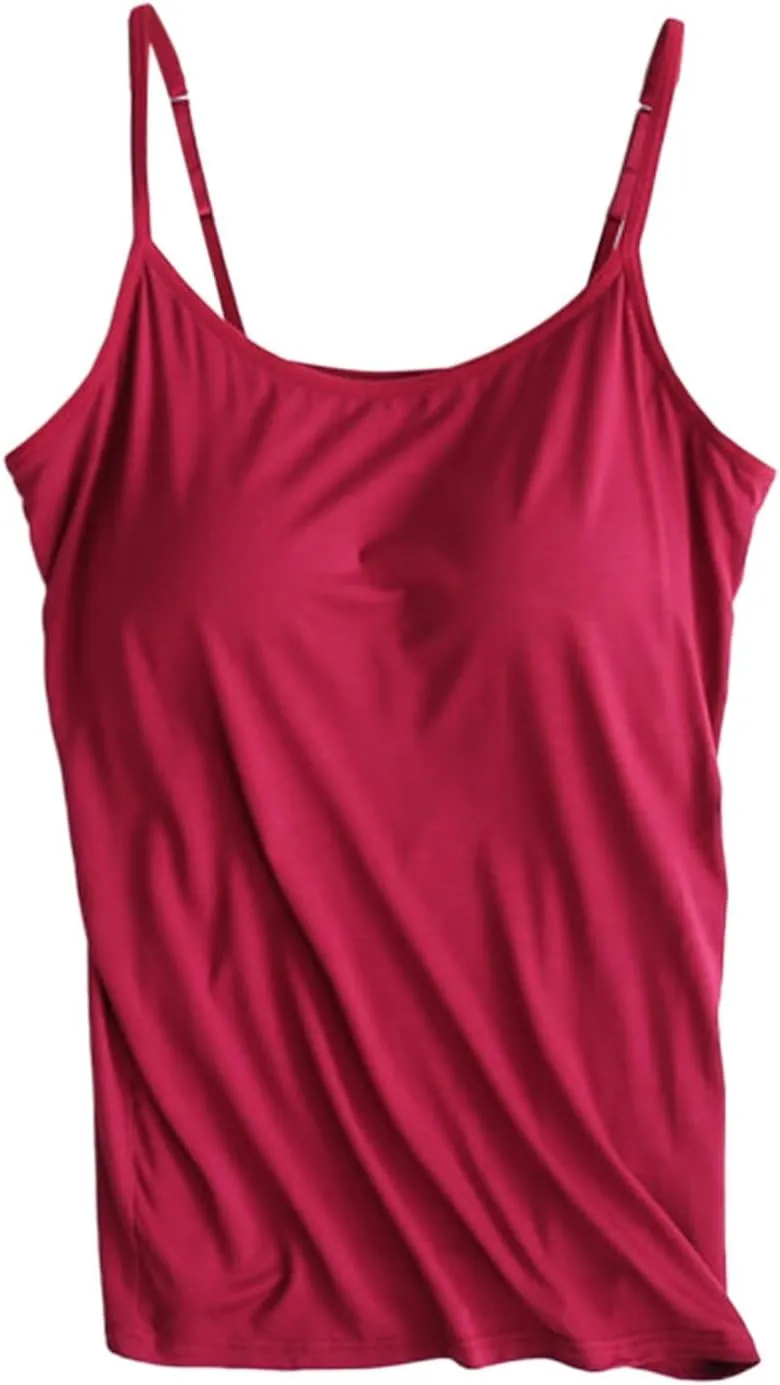 Women Tank Tops Shelf Bra Summer Cotton Yoga Adjustable Spaghetti Strap Camisoles for Workout Outfits Undershirts Cami