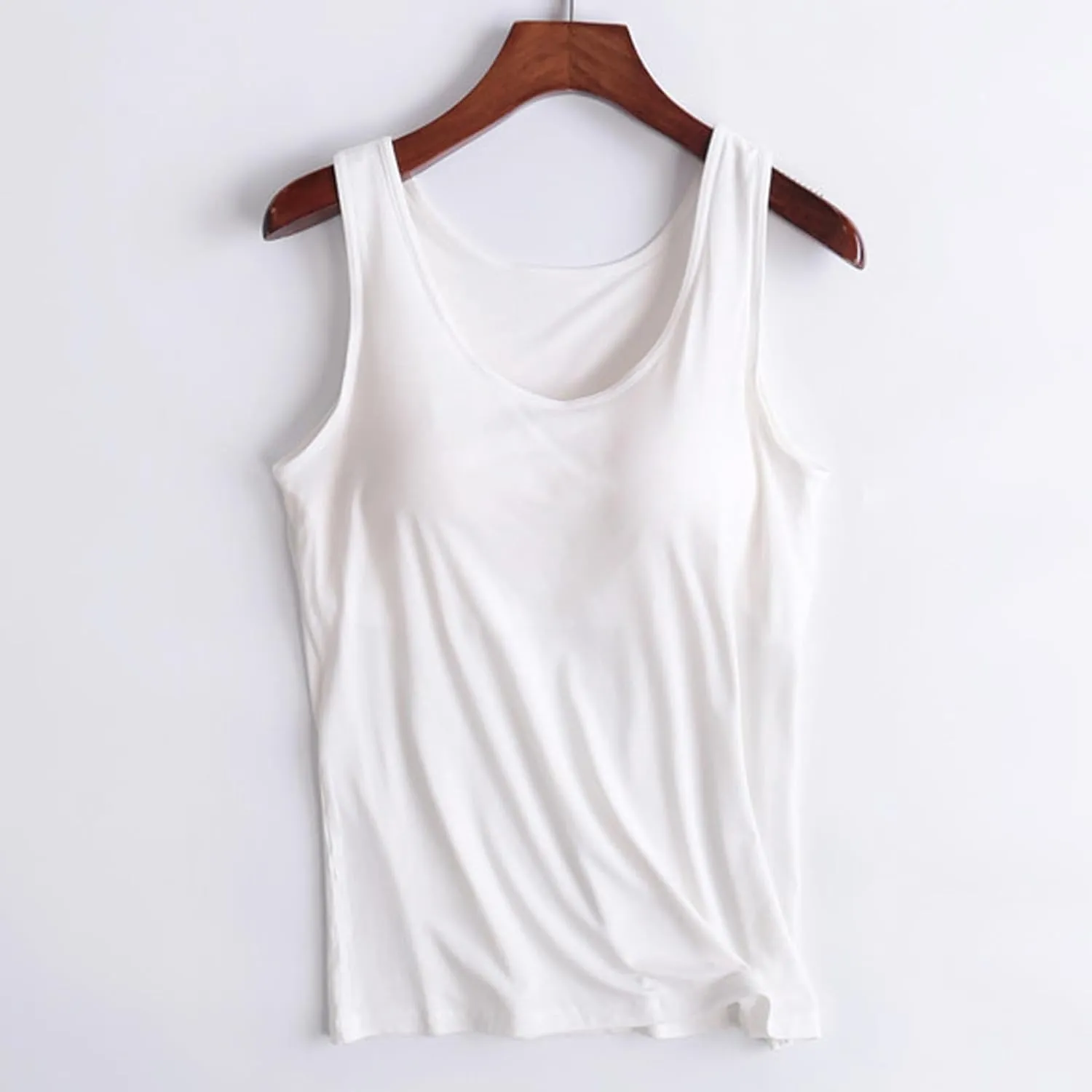 Women Tank Tops with Built in Bra Casual Modal Undershirt Summer Basic Padded Yoga Shirt Shelf Bras Workout Camisole