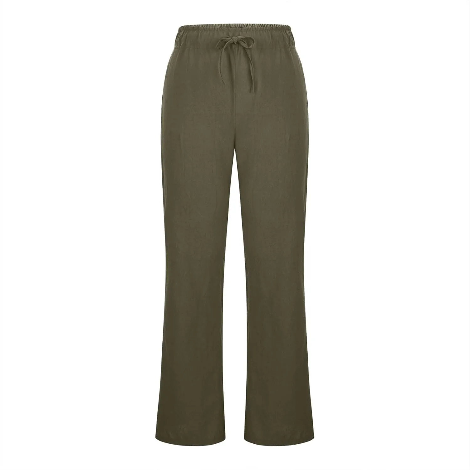 Women Wide Leg Cotton Linen Pants Casual High Waist Palazzo Pant Workout Loose Flowy Trouser with Pocket