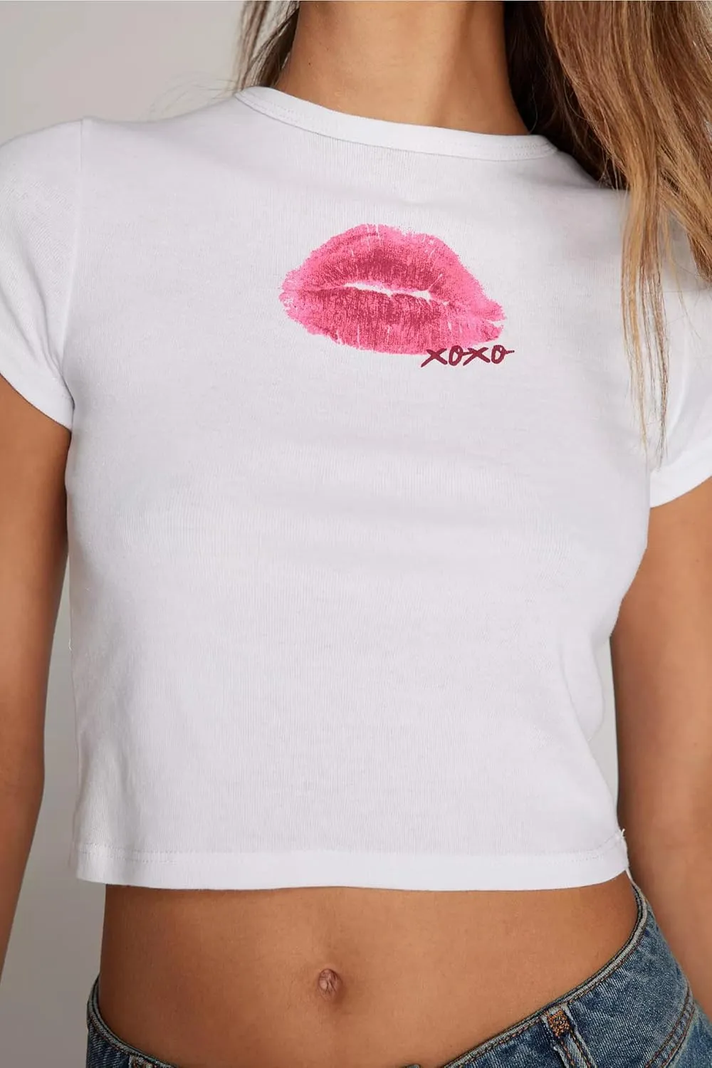 Women Y2k Baby Tees Cute Graphic Short Sleeve Crop Top Vintage Print Crop Shirt Aesthetic Crop Tee Top 00s Streetwear
