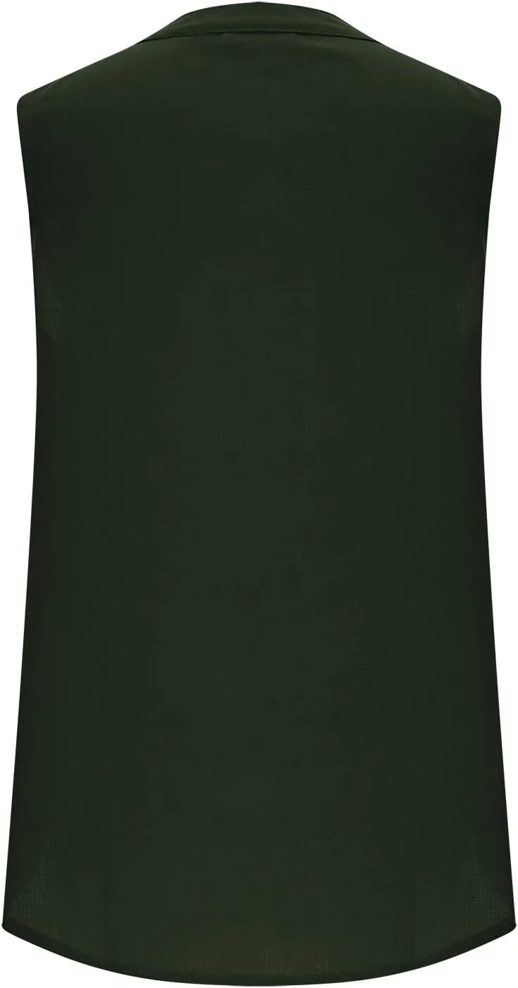 Women's Business Casual Sleeveless Shirts Summer Dressy Tank Tops Notch V Neck Work Blouse Loose Tunic Top