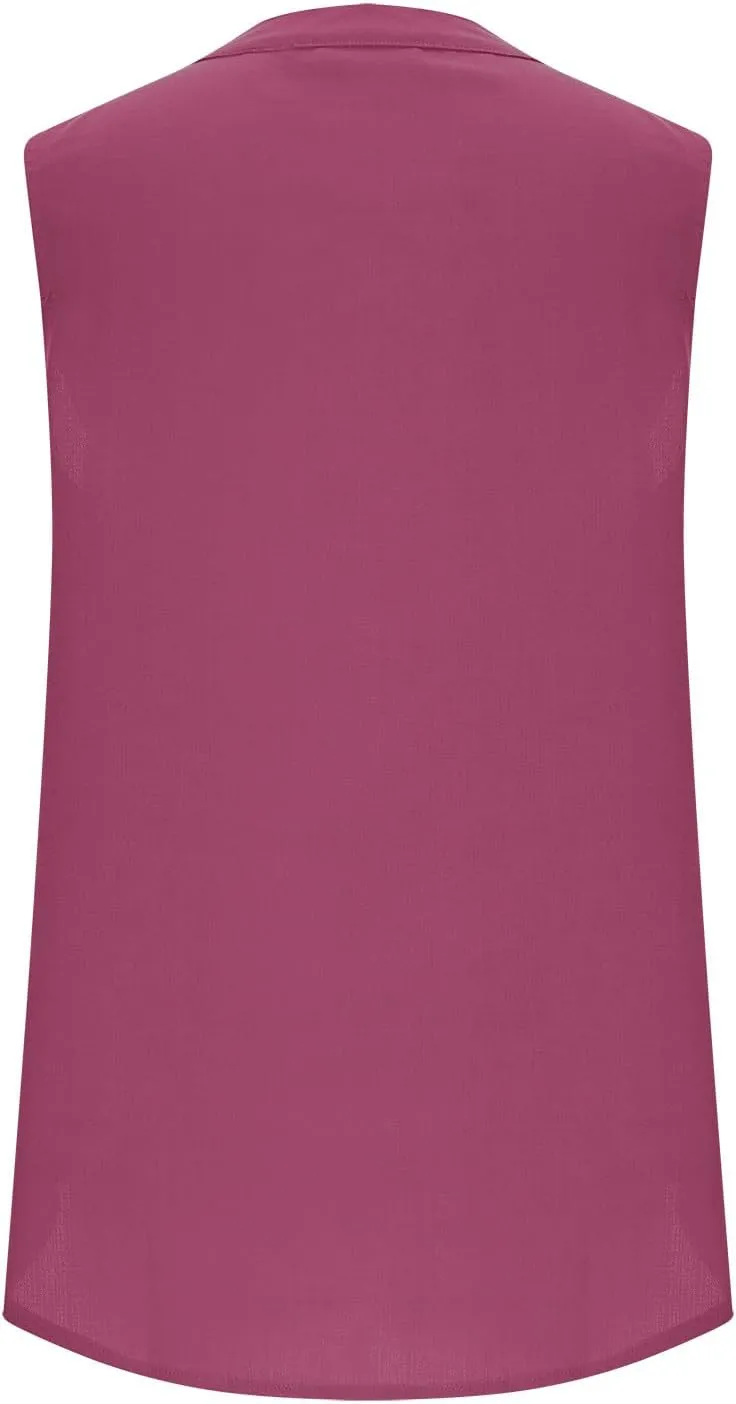 Women's Business Casual Sleeveless Shirts Summer Dressy Tank Tops Notch V Neck Work Blouse Loose Tunic Top