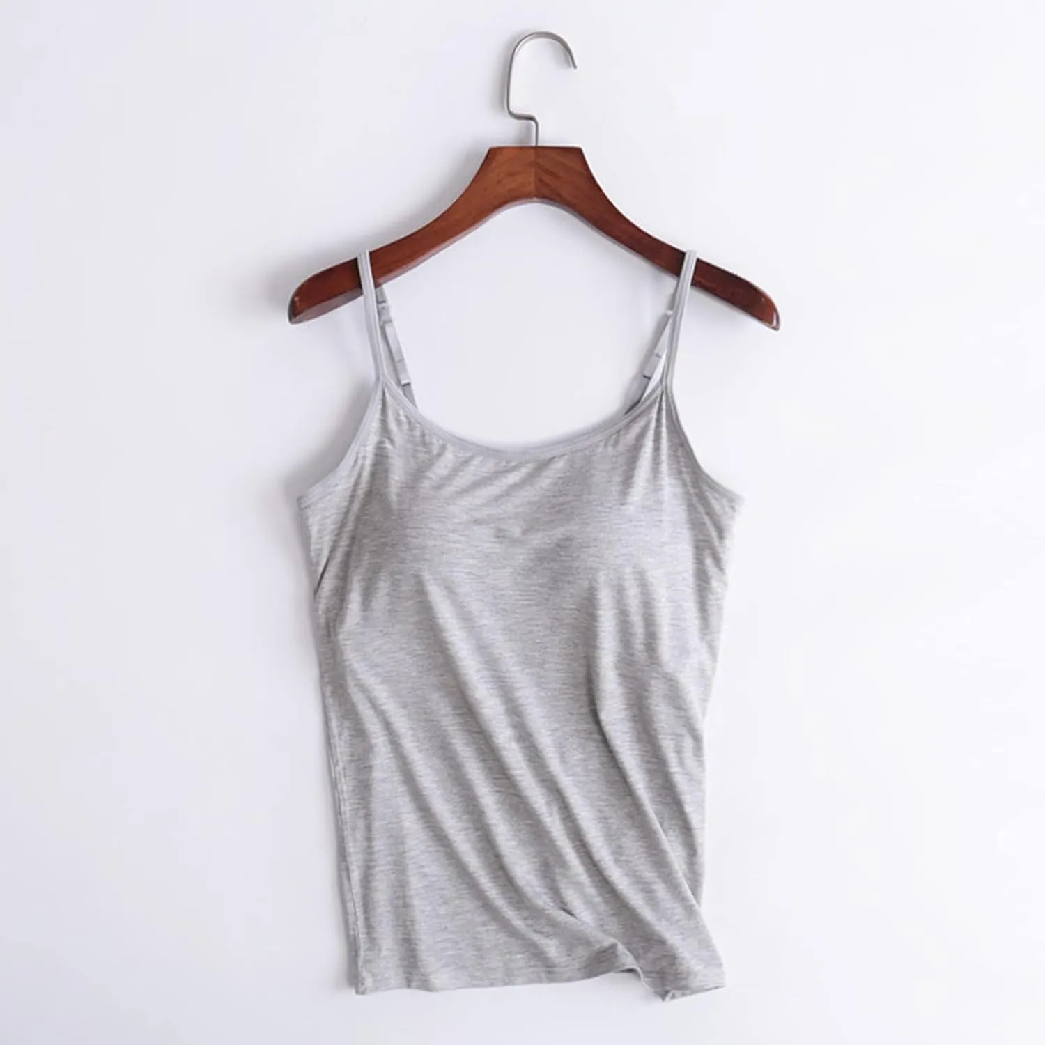 Womens Camisole with Shelf Bra Cotton Tank Top Adjustable Spaghetti Straps Cami Tops Yoga Shirt Cotton Undershirt