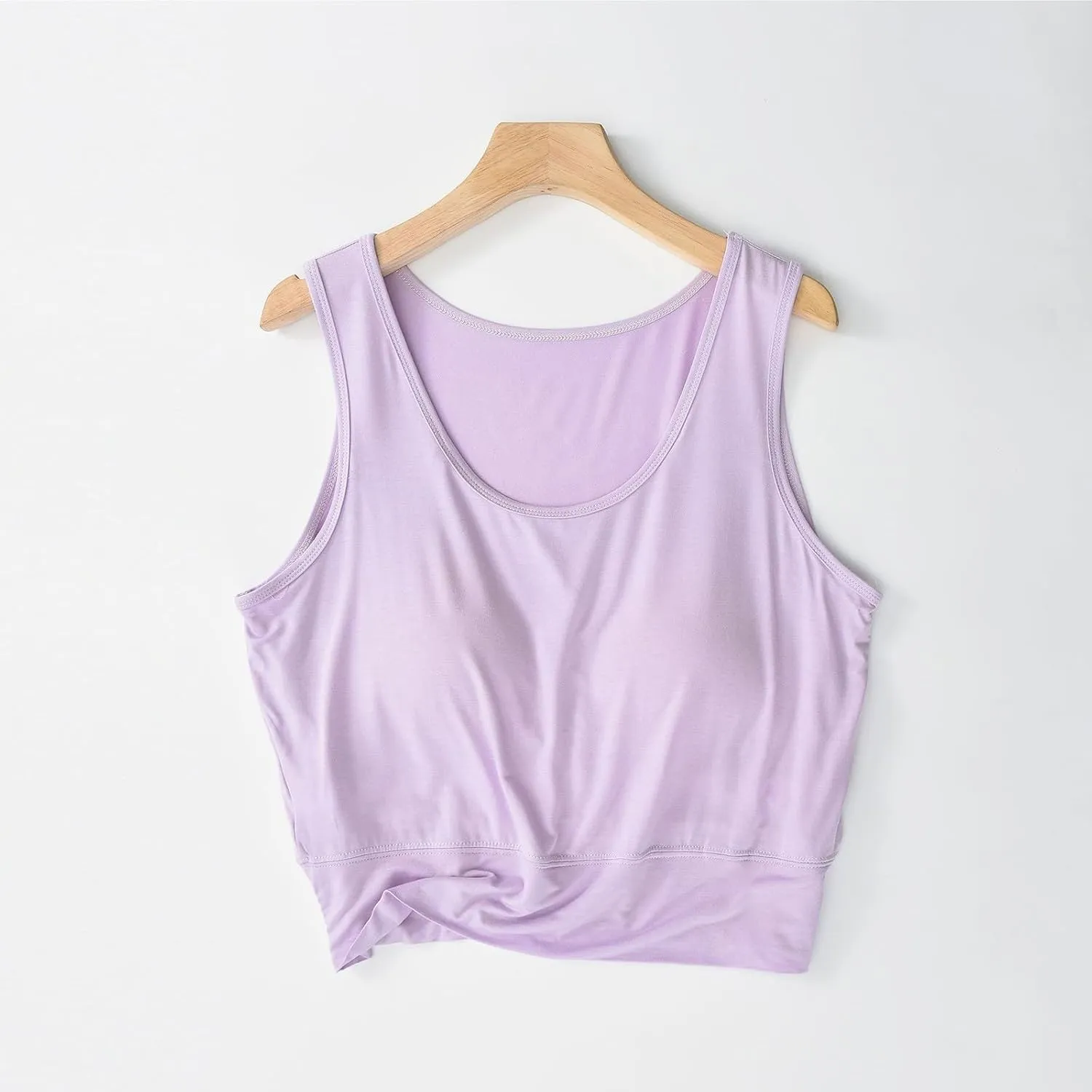 Womens Casual Modal Tank Tops with Built in Bra Basic Crop Padded Yoga Shirts Summer Loose Camisoles Undershirt
