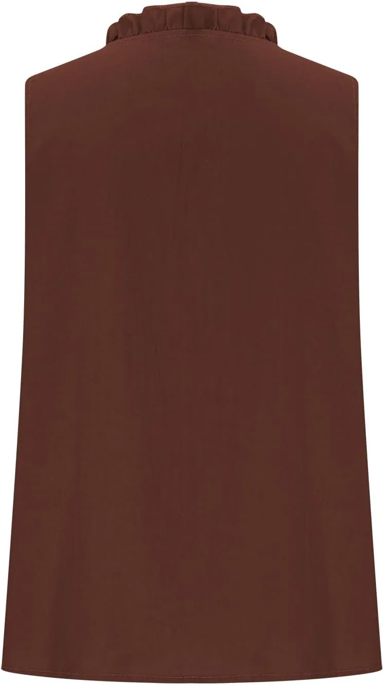 Womens Cotton Linen Vest Tops Deep V Neck Sleeveless Longline Tank Top Button Down Soft Basic Shirts with Pockets