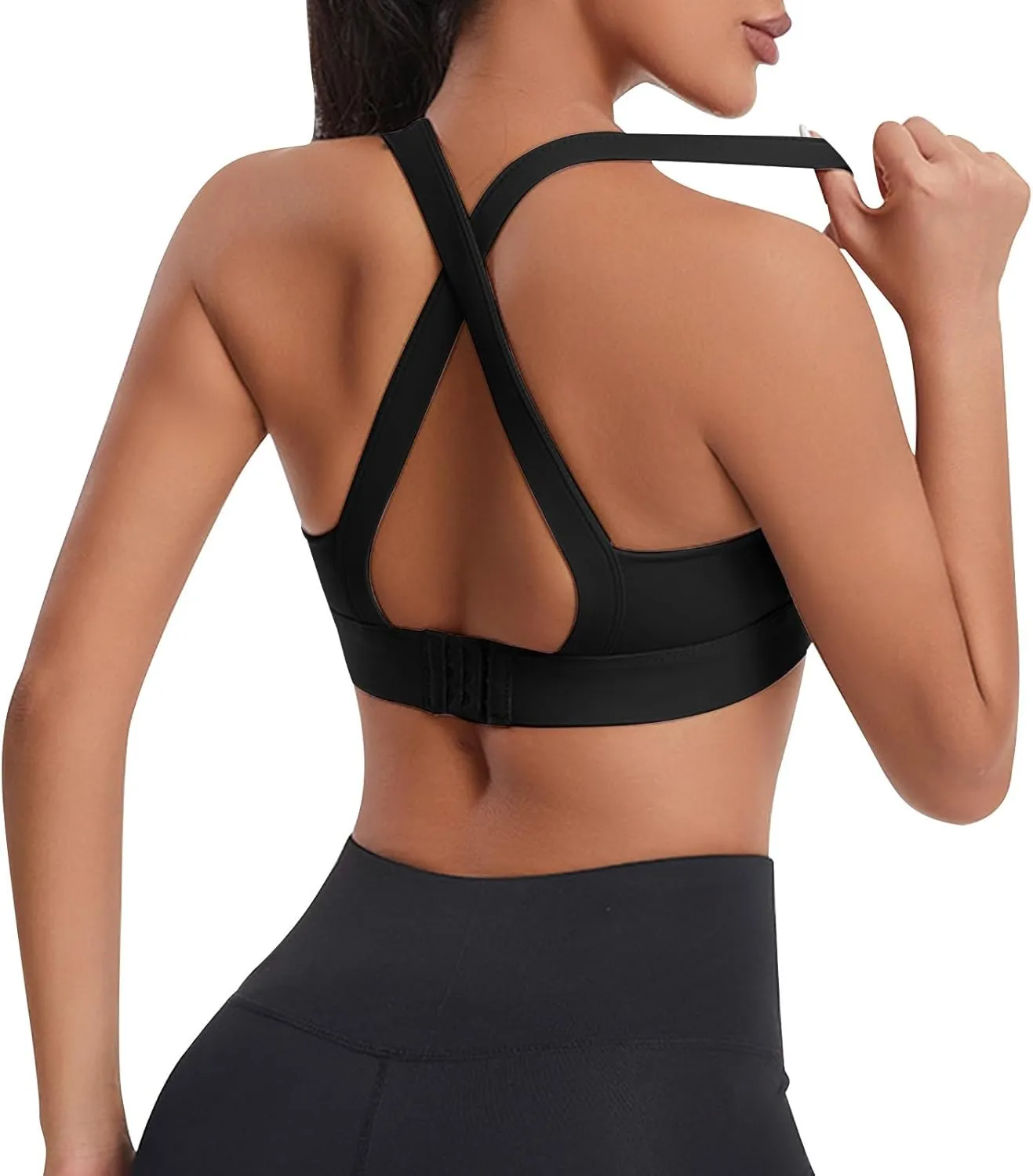 Womens Criss Cross Back Sports Bra - Scoop Neck Padded Low Impact Yoga Bra Workout Crop Top with Built in Bra