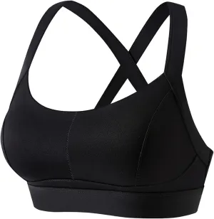 Womens Criss Cross Back Sports Bra - Scoop Neck Padded Low Impact Yoga Bra Workout Crop Top with Built in Bra