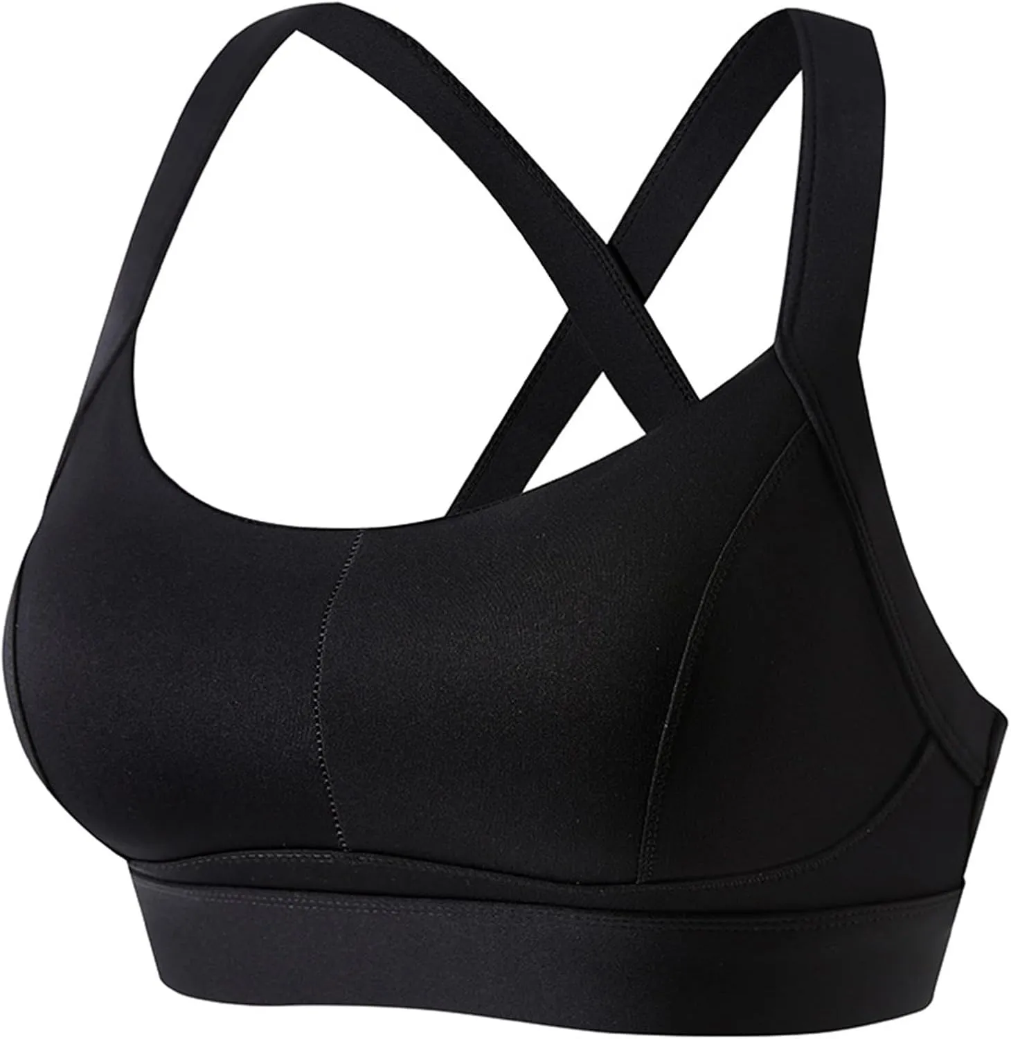 Womens Criss Cross Back Sports Bra - Scoop Neck Padded Low Impact Yoga Bra Workout Crop Top with Built in Bra