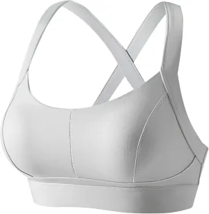 Womens Criss Cross Back Sports Bra - Scoop Neck Padded Low Impact Yoga Bra Workout Crop Top with Built in Bra