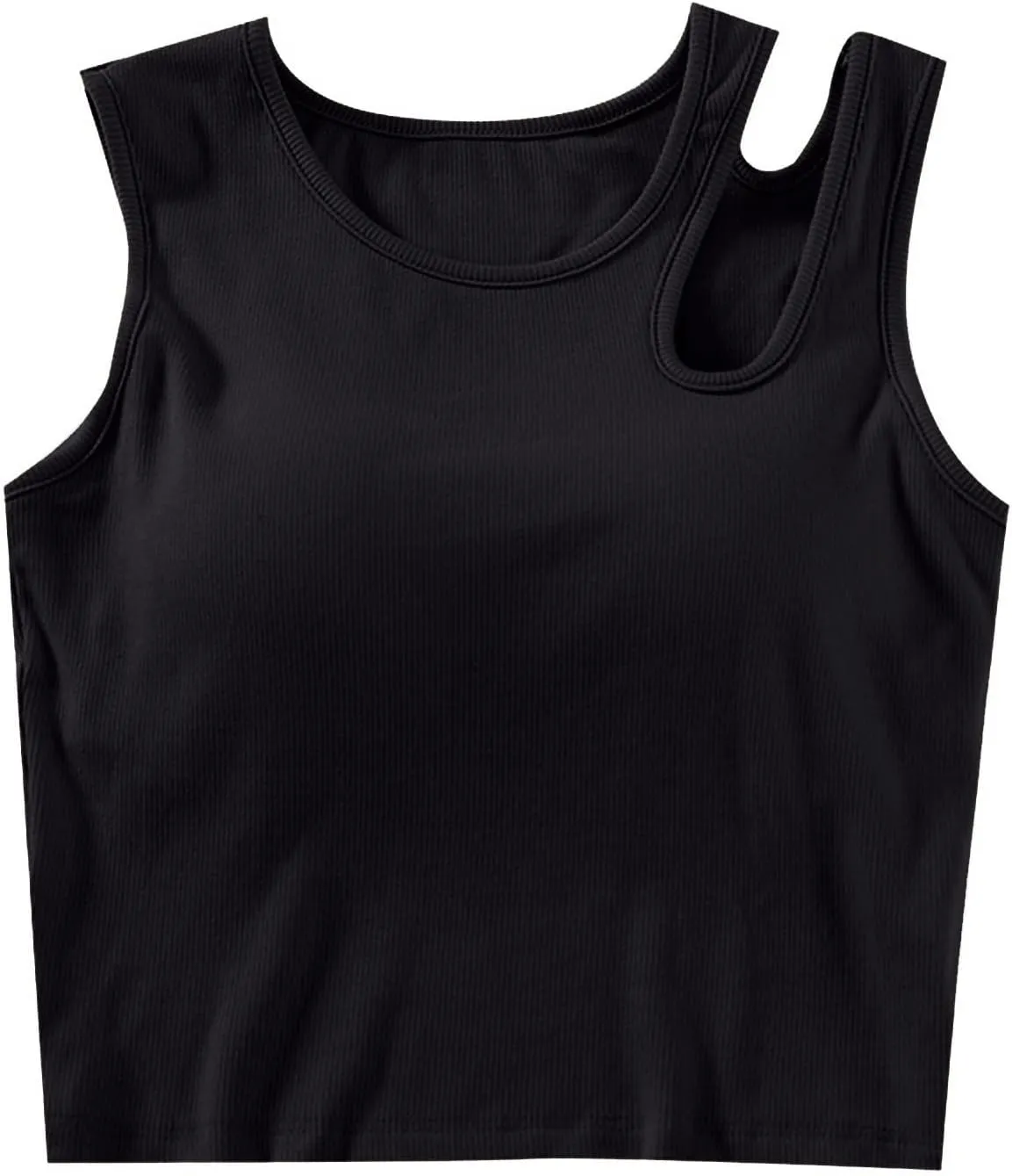 Womens Crop Tank Tops with Built in Bra Sexy Cutout Strap Padded Yoga Shirts Slim Fit Basic Sleeveless Workout Tees