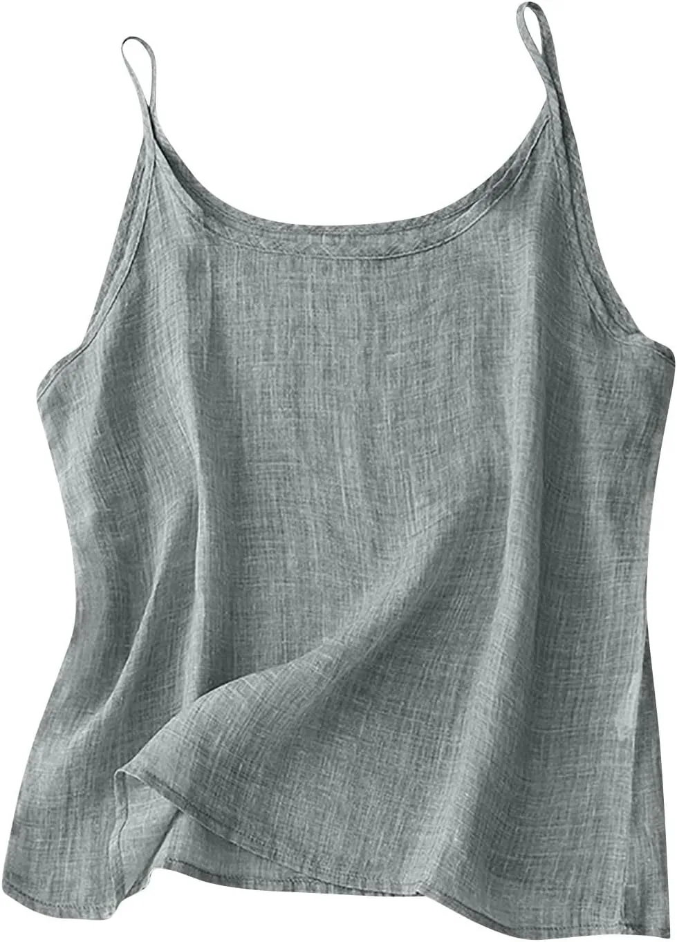 Womens Linen Tank Top Sleeveless Spaghetti Strap Top Casual Solid Color Tops Dressy Fashion Tops Summer Flowy Tank Top