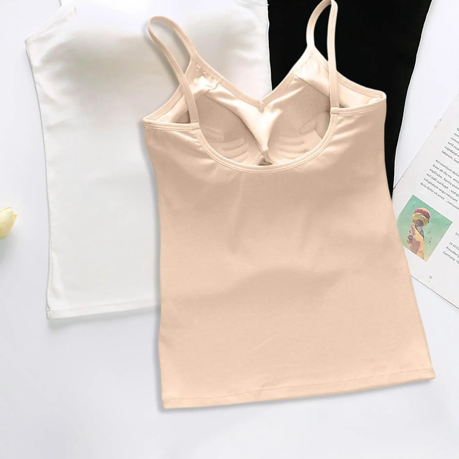 Womens Modal Built-in Bra Summer 2025 Basic Padded Yoga Shirt Shelf Bras Workout Camisole Casual Modal Undershirt