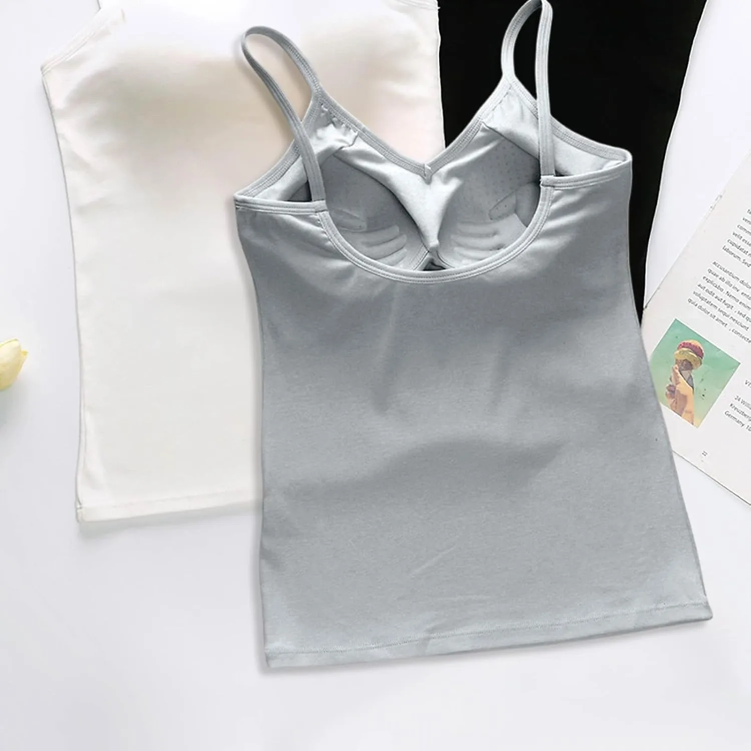 Womens Modal Built-in Bra Summer 2025 Basic Padded Yoga Shirt Shelf Bras Workout Camisole Casual Modal Undershirt