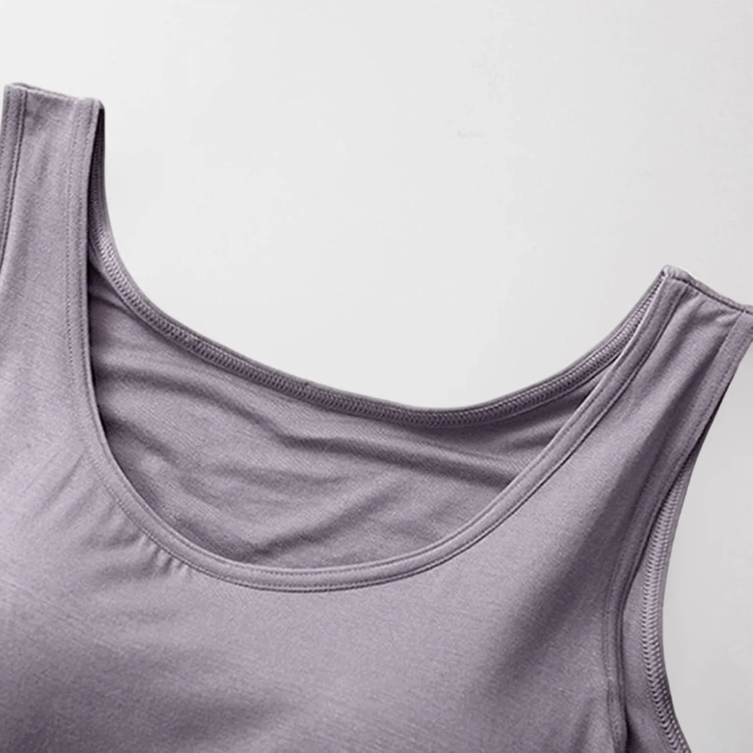 Womens Modal Built-in Bra Summer Basic Padded Yoga Shirt Shelf Bras Workout Camisole Casual Modal Undershirt