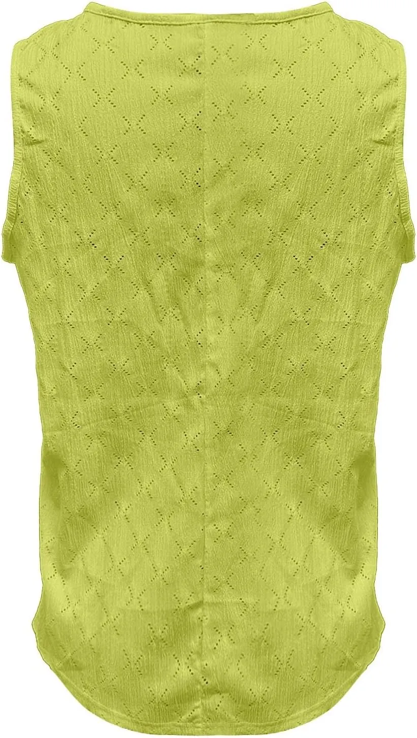 Womens Plus Size Tank Tops Sleeveless Eyelet Embroidery Scoop Neck Loose Fit Casual Summer Flowy Camisoles