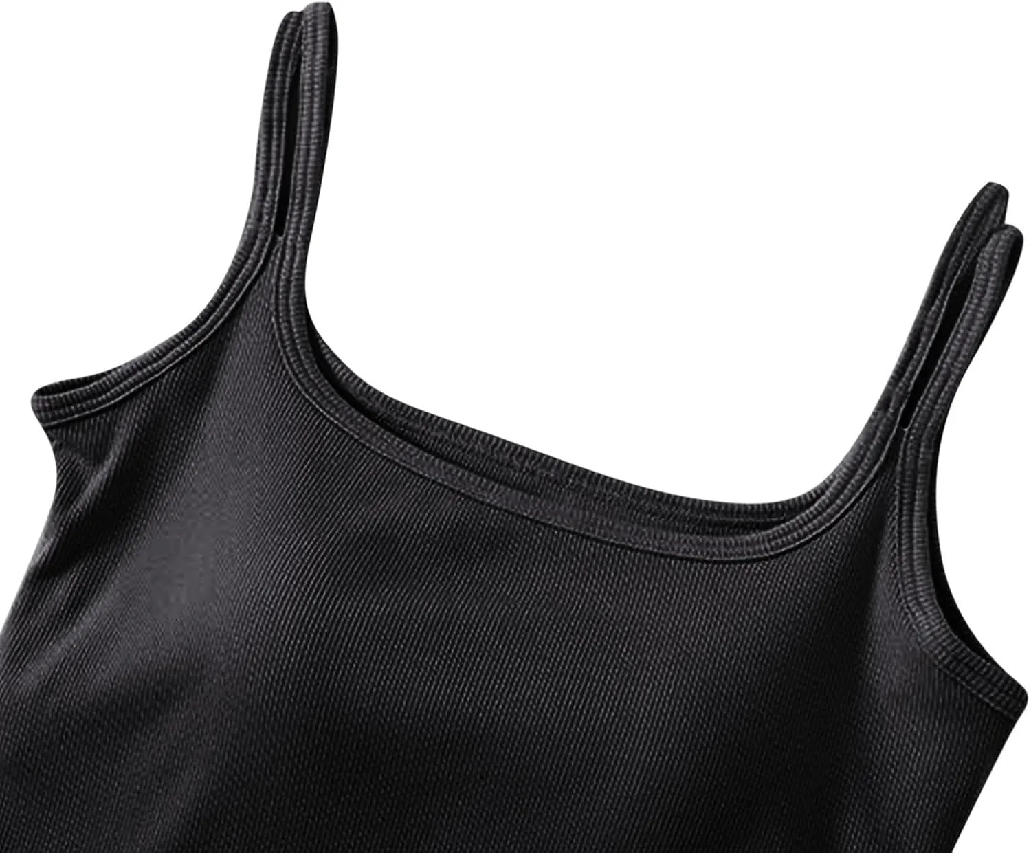 Womens Ribbed Longline Sports Bra U Neck Padded Yoga Cami Shirts Sleeveless Workout Crop Tank Top with Built in Pads