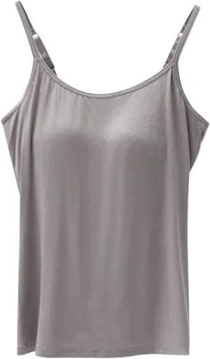 Womens Seamless Adjustable Camisole Built in Shelf Bra Summer Cotton Layering Casual Undershirts Yoga Gym Outfits Tops