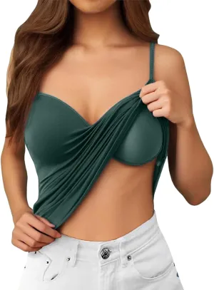 Women's Seamless Support Camisoles Built-In Bra Yoga Tanks with No Underwire & Padded Cups Workout Tops