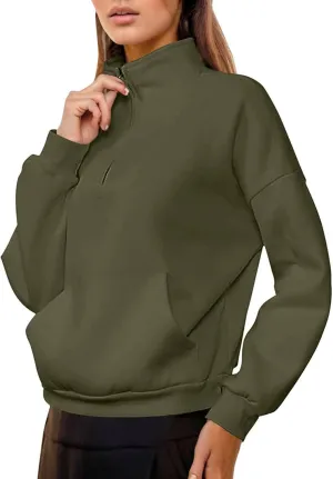 Womens Shirt Womens Sweatshirts Half Zip Cropped Pullover Fleece Quarter Zipper Hoodies Fall outfits Clothes