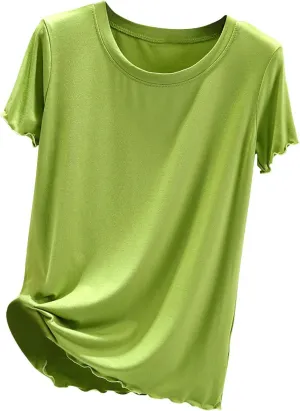 Women's Sleep T-Shirt Crew Neck Pajamas Top Short Sleeve Sleepwear Soft Pjs Tshirts Loose Comfy Lounge Pajamas Shirt