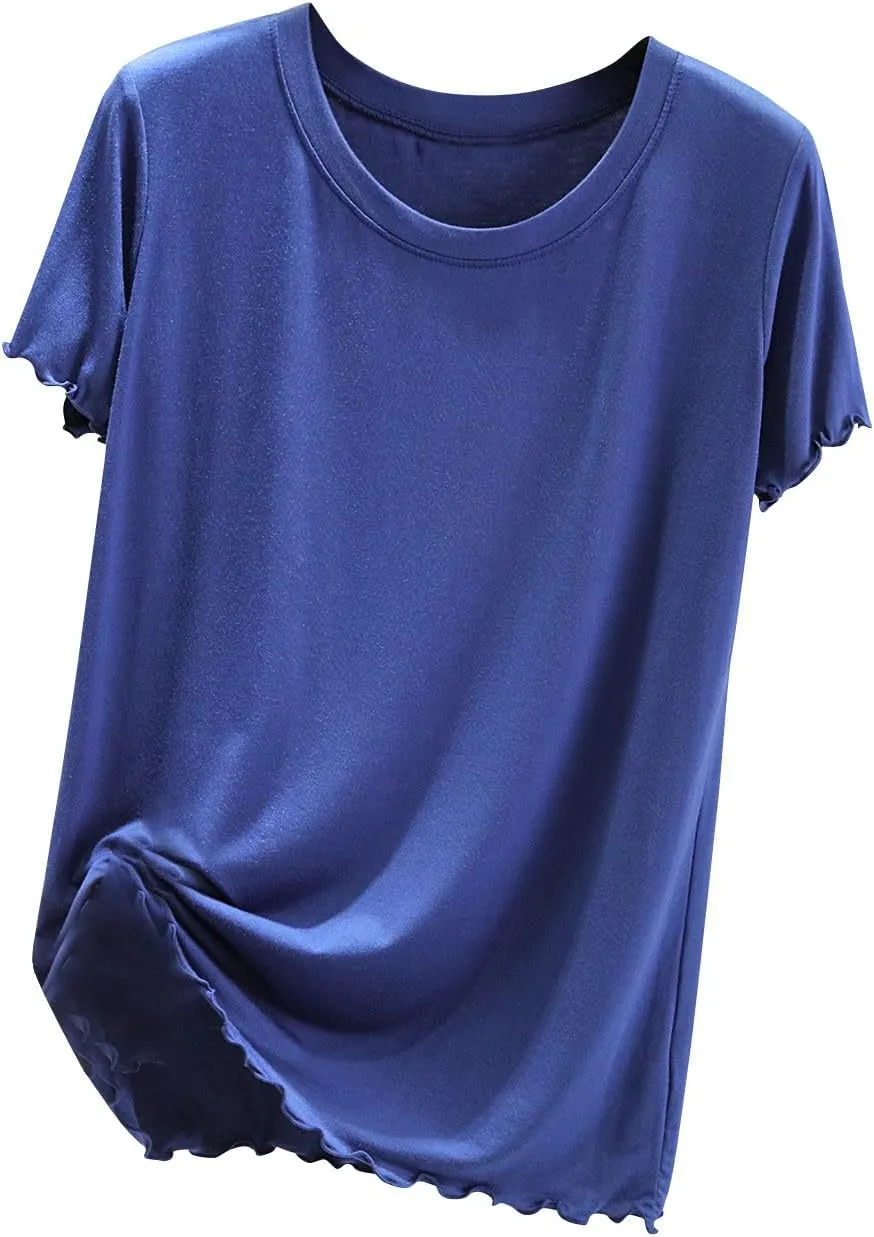 Women's Sleep T-Shirt Crew Neck Pajamas Top Short Sleeve Sleepwear Soft Pjs Tshirts Loose Comfy Lounge Pajamas Shirt