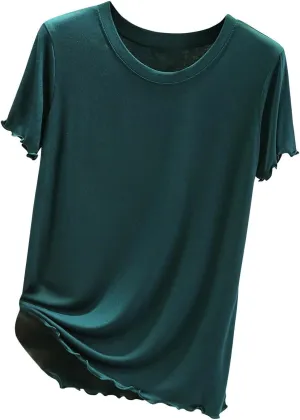 Women's Sleep T-Shirt Crew Neck Pajamas Top Short Sleeve Sleepwear Soft Pjs Tshirts Loose Comfy Lounge Pajamas Shirt