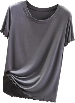 Women's Sleep T-Shirt Crew Neck Pajamas Top Short Sleeve Sleepwear Soft Pjs Tshirts Loose Comfy Lounge Pajamas Shirt