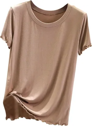 Women's Sleep T-Shirt Crew Neck Pajamas Top Short Sleeve Sleepwear Soft Pjs Tshirts Loose Comfy Lounge Pajamas Shirt