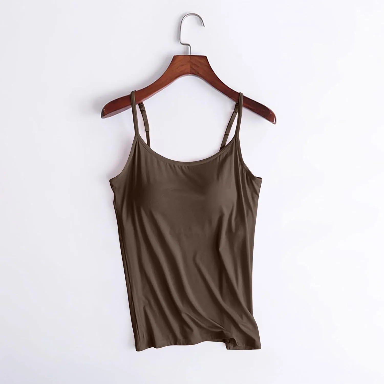 Womens Sleeveless Tank Tops with Built in Bras Adjustable Spaghetti Strap Camisoles Summer Casual Basic Cami Shirts