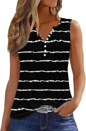 Women's Sleeveless V-Neck Button Down Casual Blouse Shirt Lightweight Summer Tops for Everyday Wear