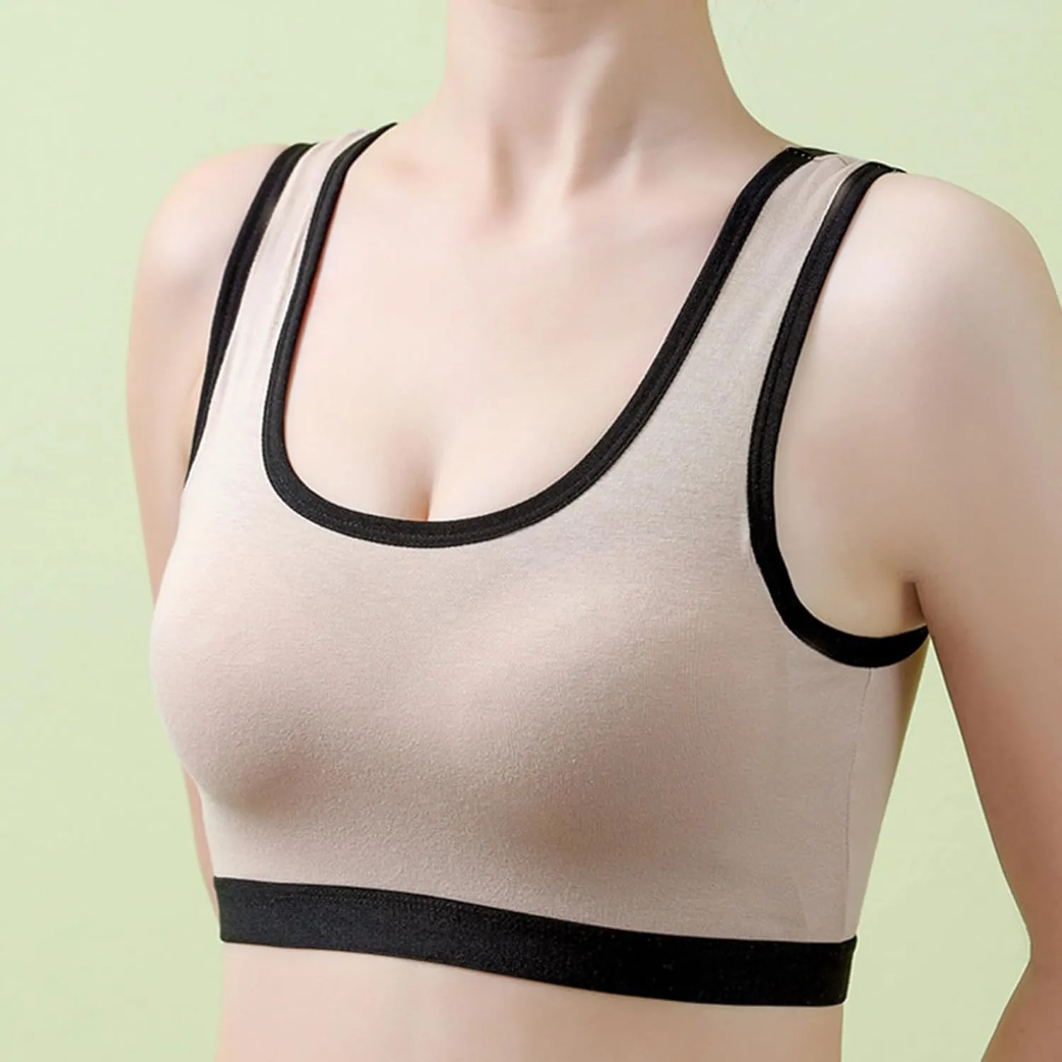 Womens Sports Bra High Support Breathable Comfortable Wireless Yoga Bras Summer Workout Scoop Neck Padded Crop Top