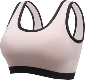 Womens Sports Bra High Support Breathable Comfortable Wireless Yoga Bras Summer Workout Scoop Neck Padded Crop Top