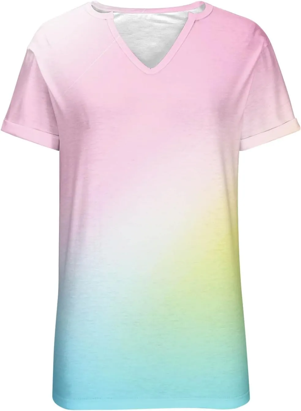 Women's Summer Casual Short Sleeve Loose Tops Blouse Tie Dye Gradient Printing Tees Shirt Trending T Shirts
