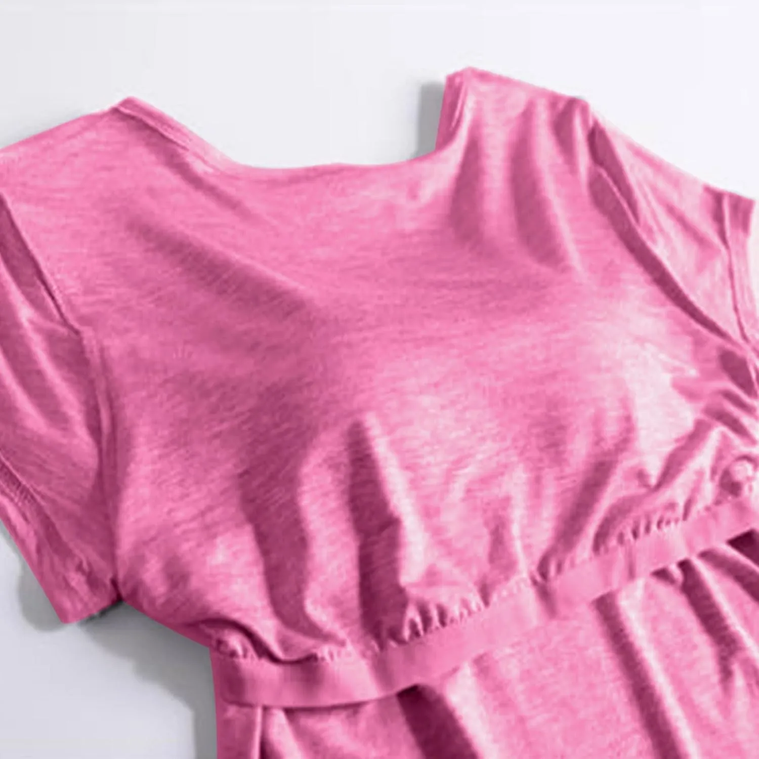 Womens Summer T Shirts with Built in Bra Padded Bras Short Sleeves Tunic Tops Crewneck Comfy Athletic Shirt